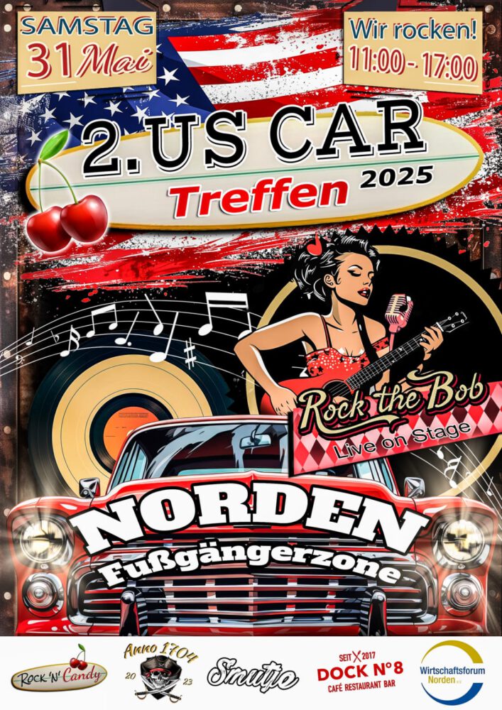 Norden – 2. US Car Treffen am 31.5.2025 Fußgängerzone